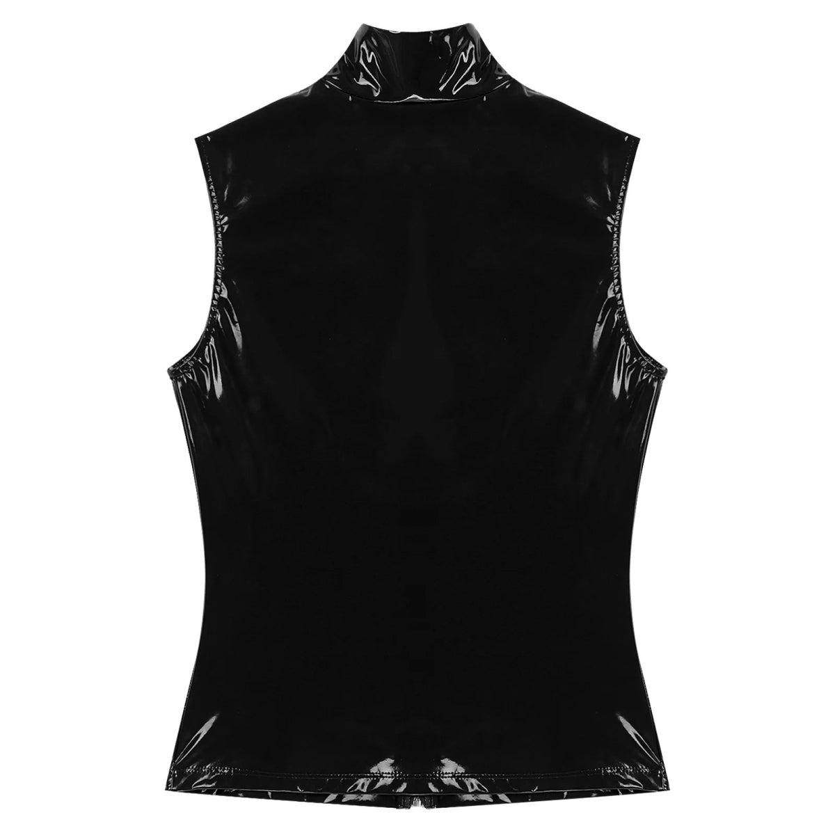Men's Glossy Patent Leather Vest Top - WOWihte