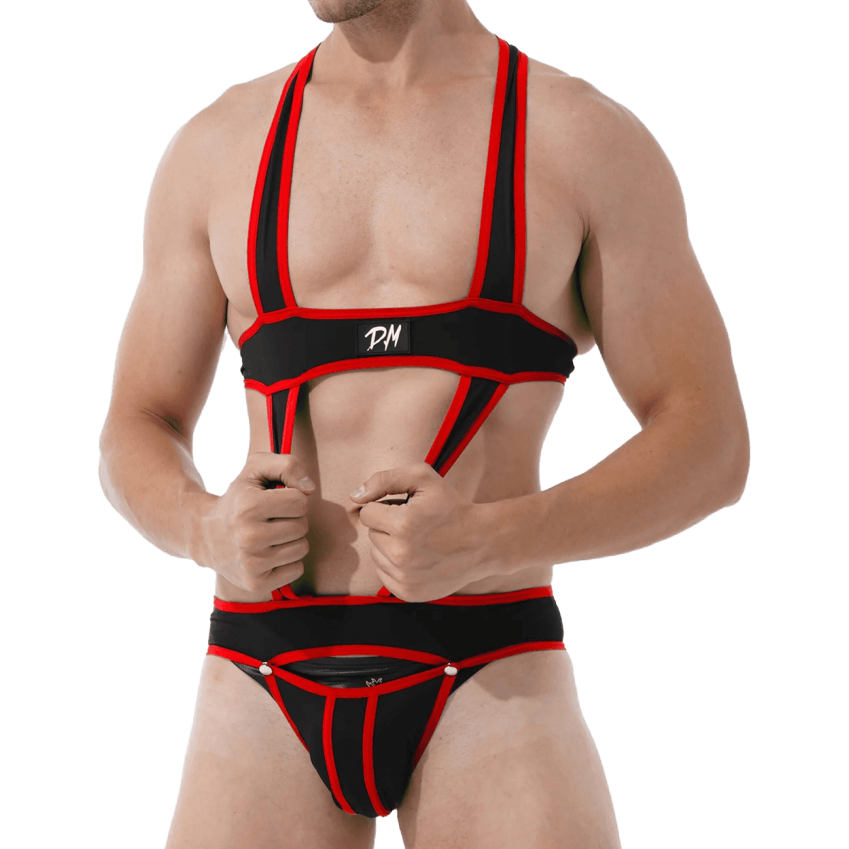 Men's Hollow - Out Jockstrap Bodysuit - WOWihte