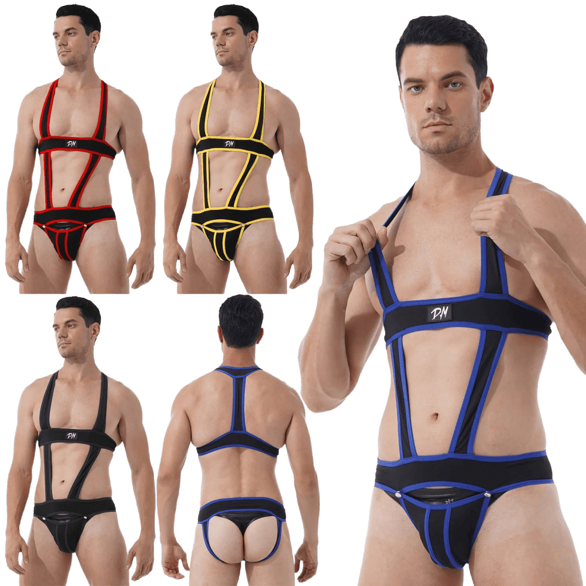 Men's Hollow - Out Jockstrap Bodysuit - WOWihte