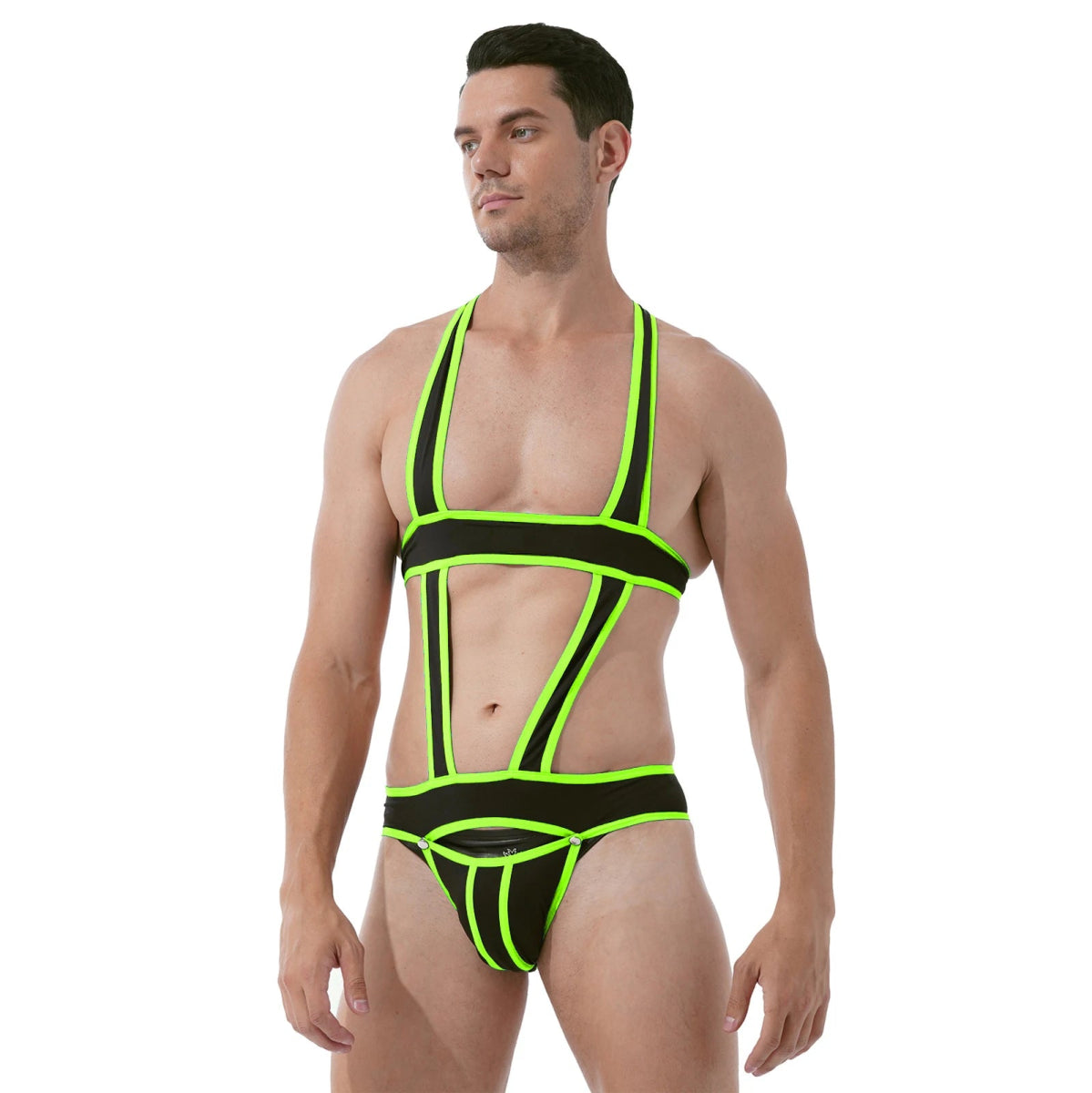 Men's Hollow - Out Jockstrap Bodysuit - WOWihte
