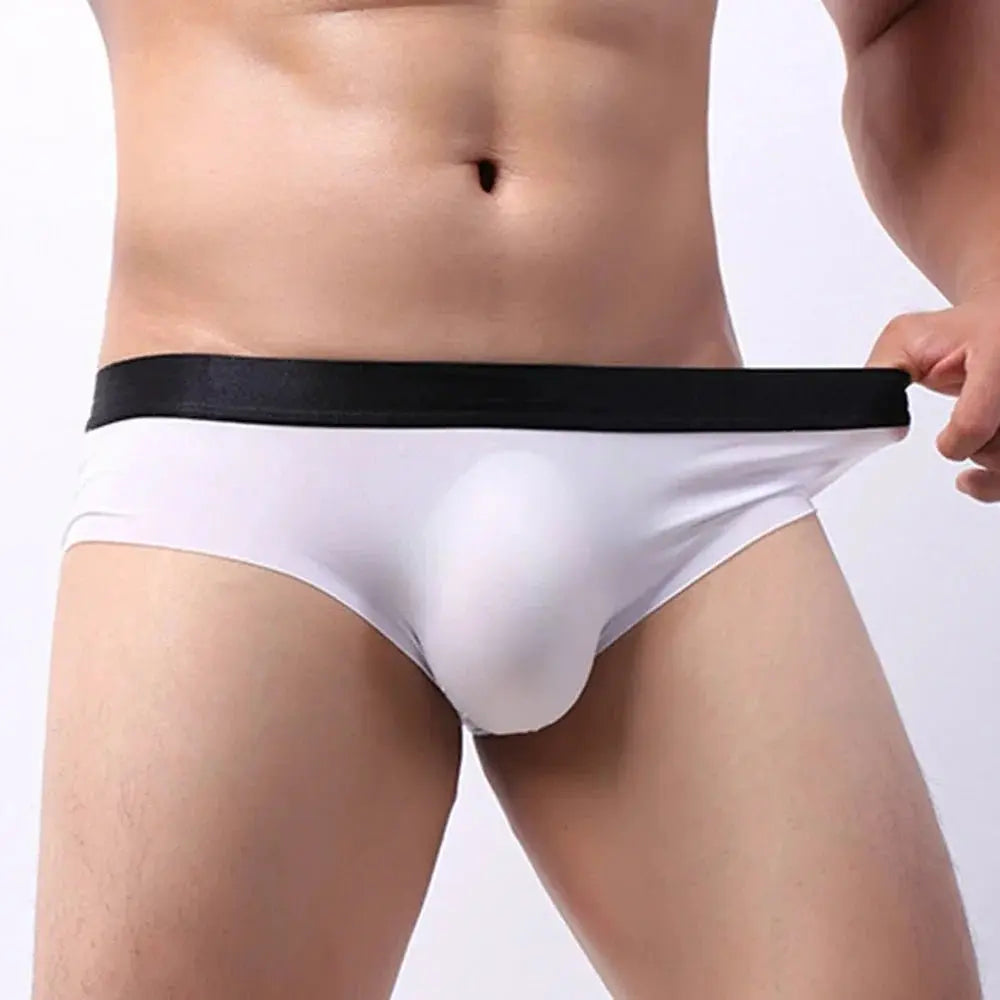 Men's Ice Silk Pouch Briefs - WOWihte