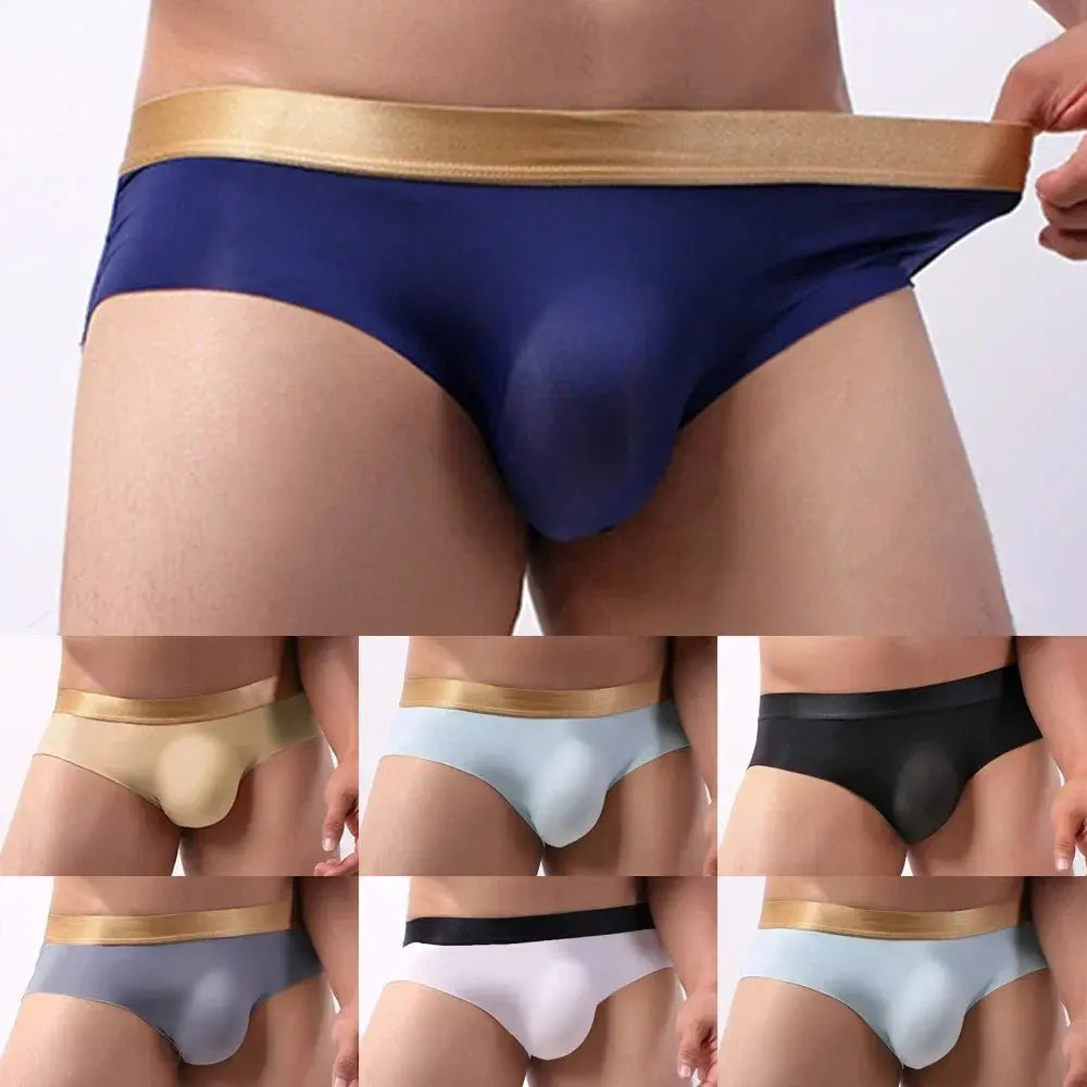 Men's Ice Silk Pouch Briefs - WOWihte