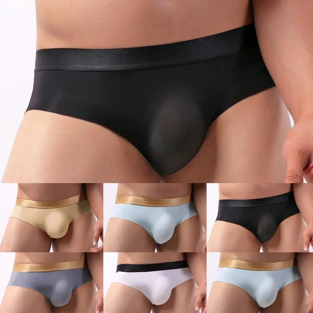 Men's Ice Silk Pouch Briefs - WOWihte