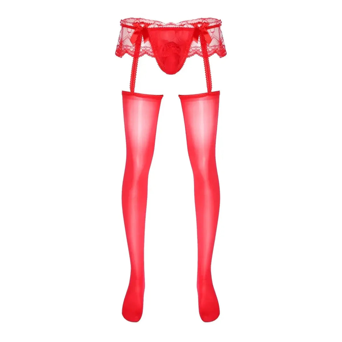 Men's Lace Skirted Garter Pantyhose - WOWihte