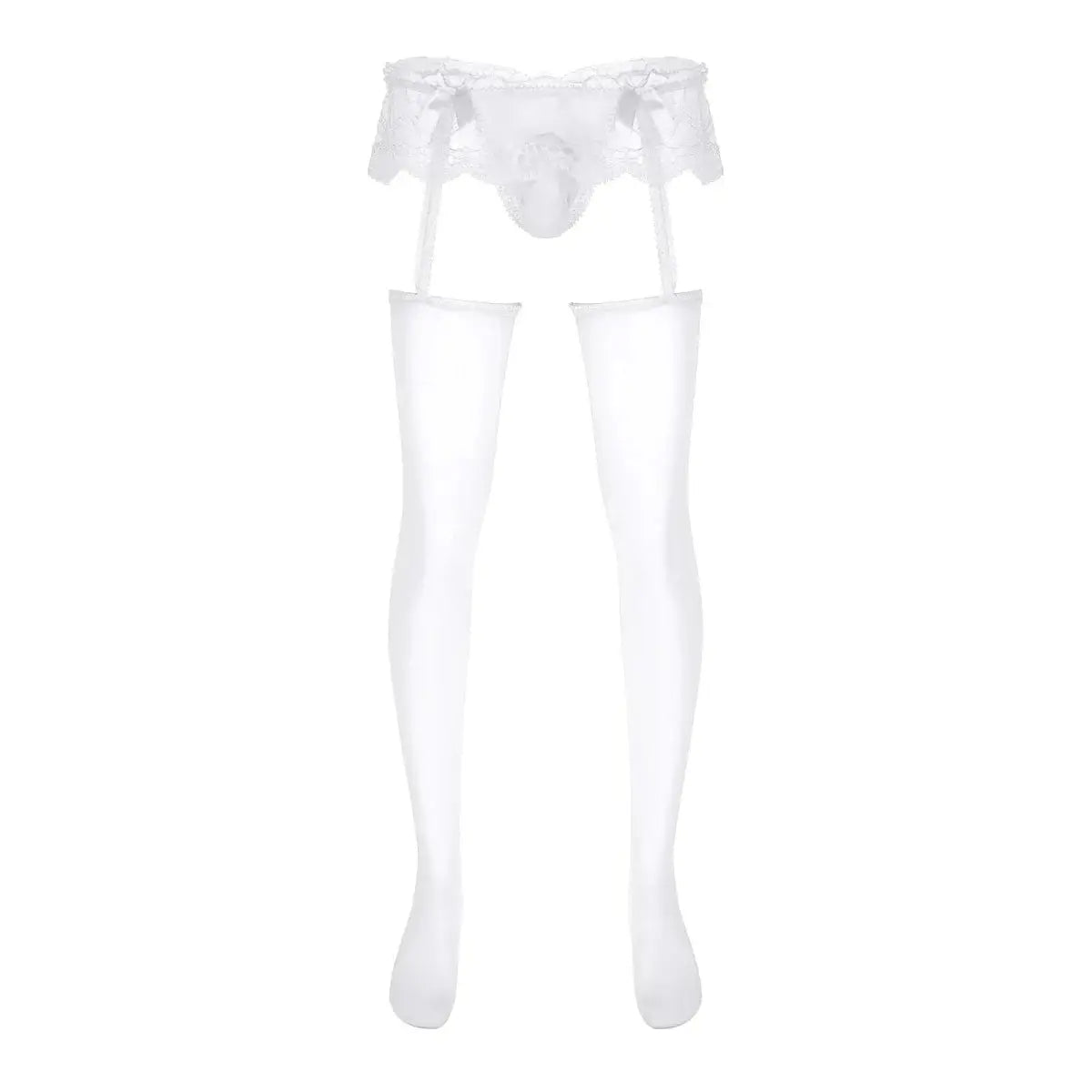 Men's Lace Skirted Garter Pantyhose - WOWihte
