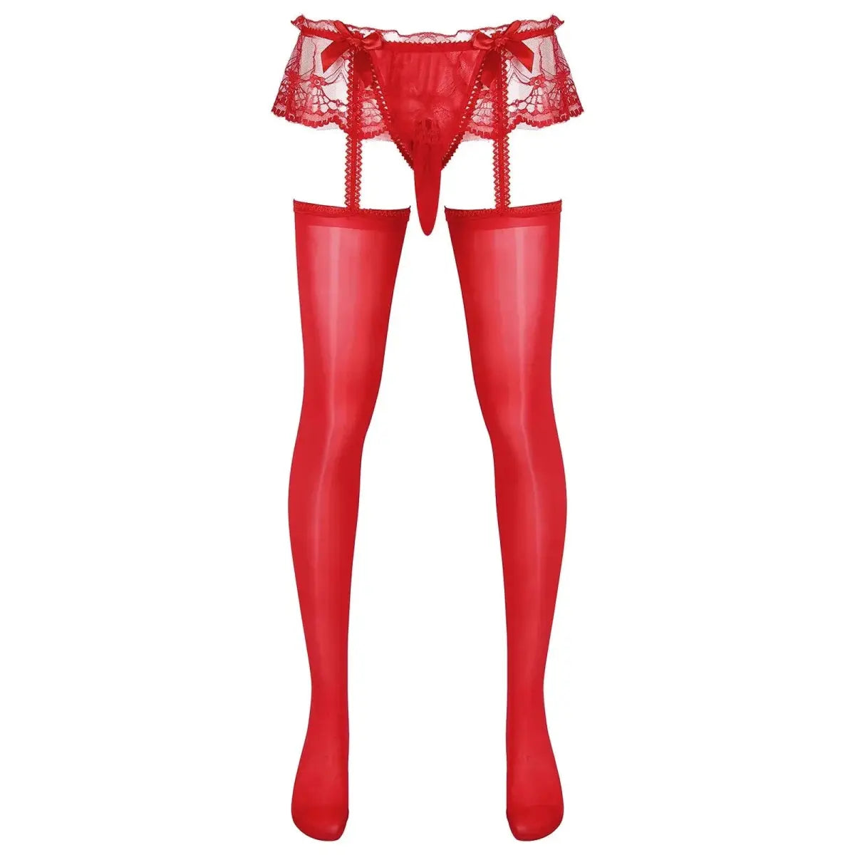 Men's Lace Skirted Garter Pantyhose - WOWihte