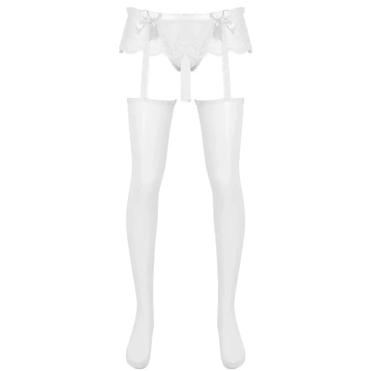 Men's Lace Skirted Garter Pantyhose - WOWihte