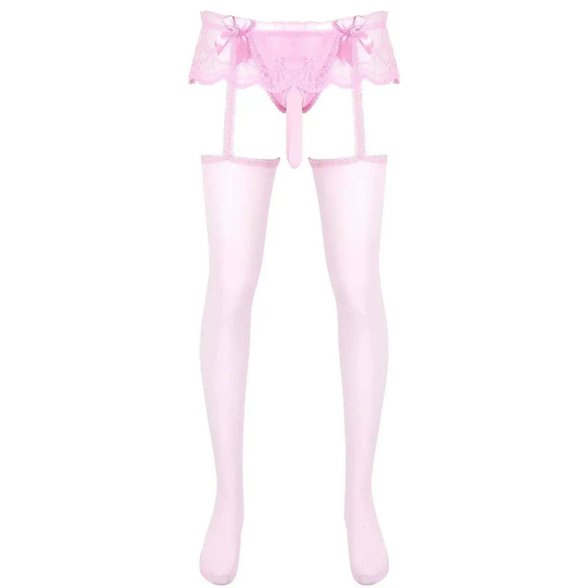 Men's Lace Skirted Garter Pantyhose - WOWihte