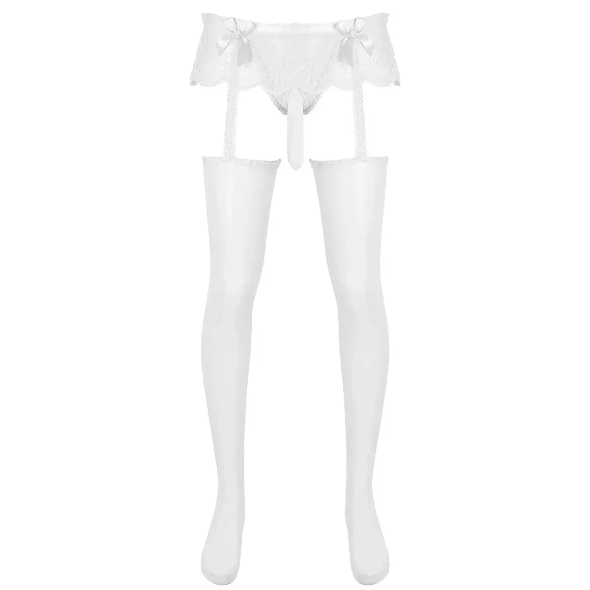 Men's Lace Skirted Garter Pantyhose - WOWihte