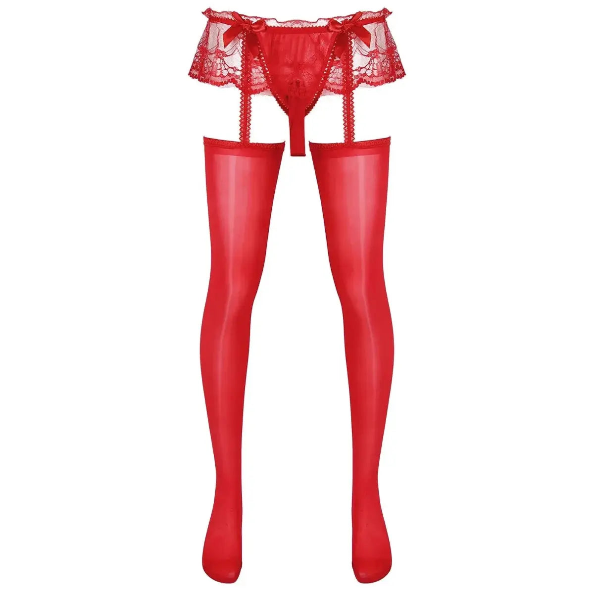 Men's Lace Skirted Garter Pantyhose - WOWihte