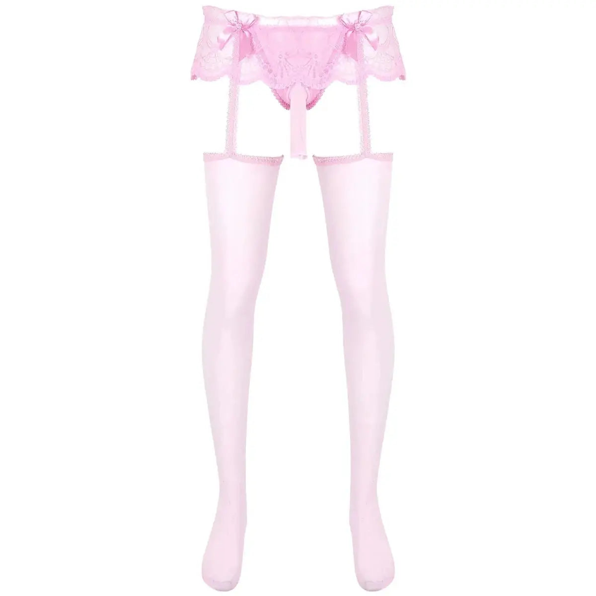 Men's Lace Skirted Garter Pantyhose - WOWihte