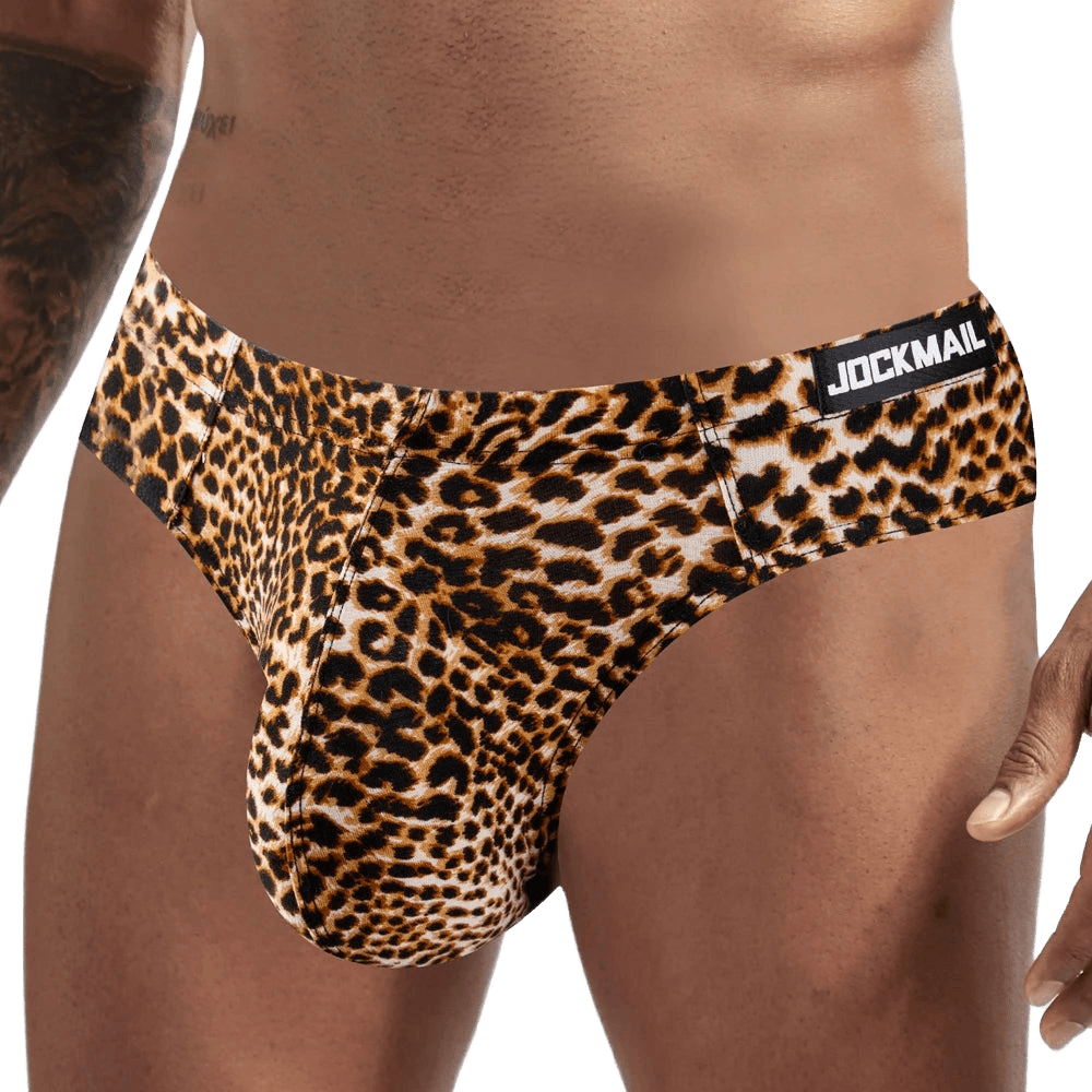 Men's Leopard Print Bikini Briefs - WOWihte