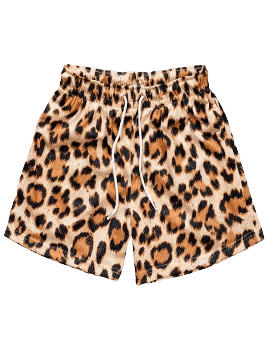 Men's Leopard Quick - Dry Beach Shorts - WOWihte