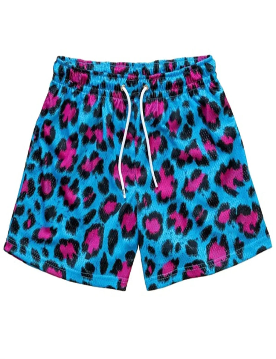 Men's Leopard Quick - Dry Beach Shorts - WOWihte