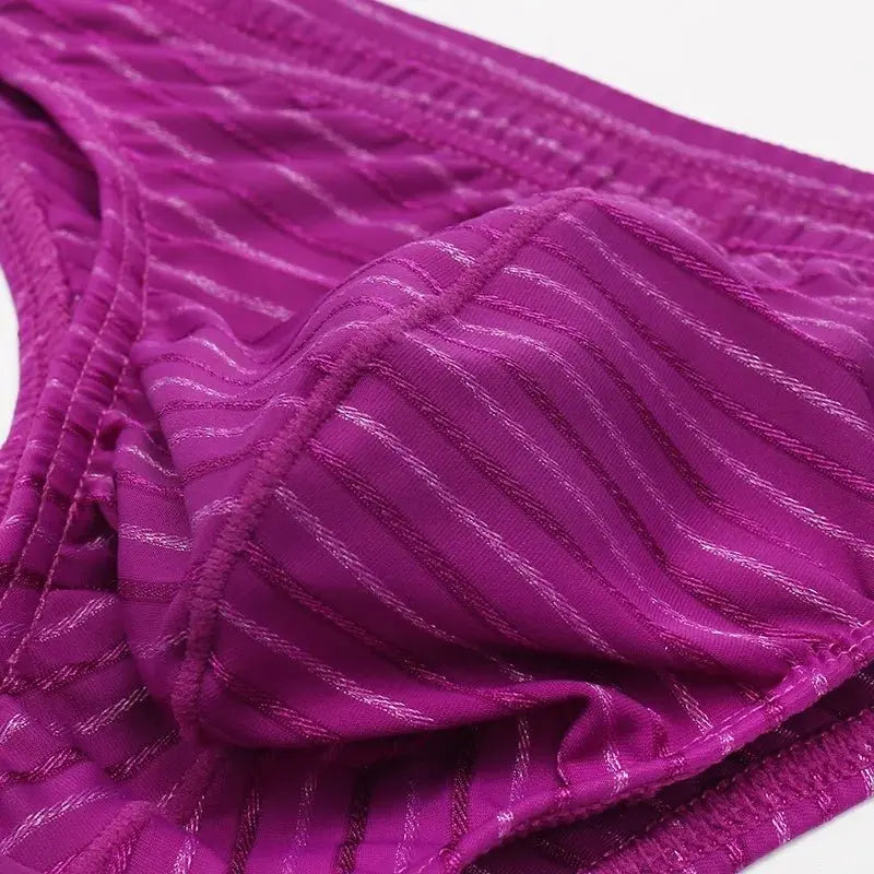 Men's Low Rise Striped Briefs - WOWihte