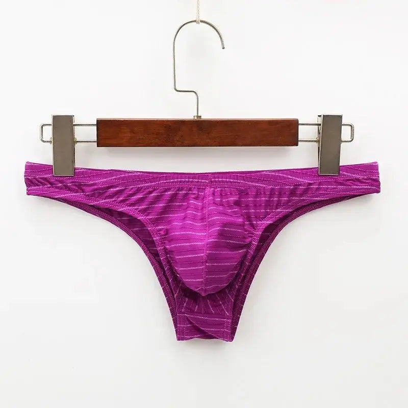 Men's Low Rise Striped Briefs - WOWihte