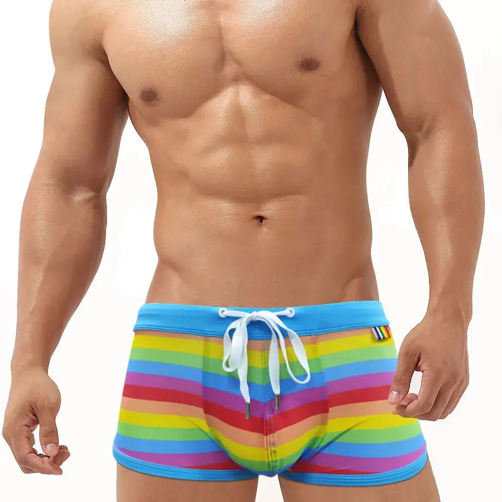 Men's Low-Waist Beach Swim Trunks - WOWihte
