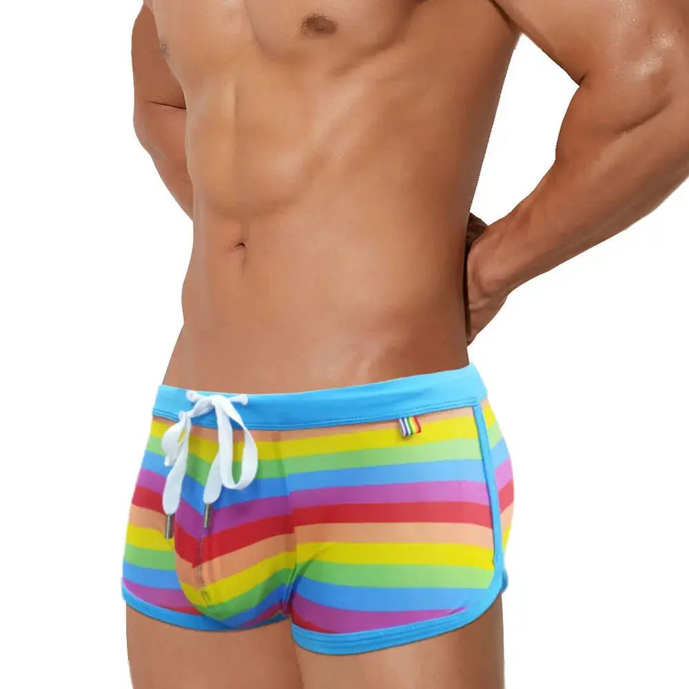 Men's Low-Waist Beach Swim Trunks - WOWihte