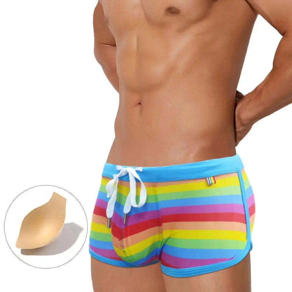 Men's Low-Waist Beach Swim Trunks - WOWihte