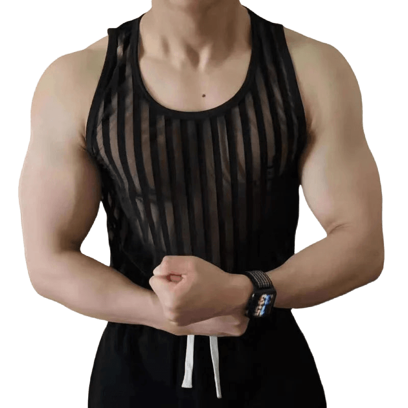 Men's Mesh Cutout Party Tank - WOWihte