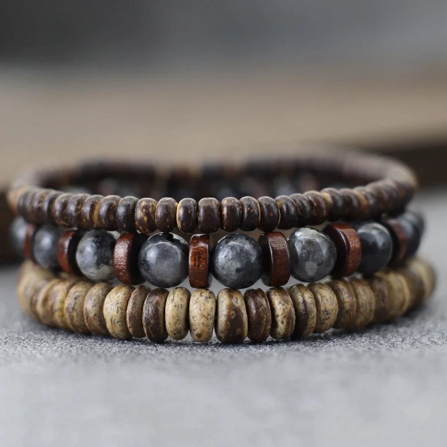 Men's Natural Stone Beaded Bracelet - WOWihte