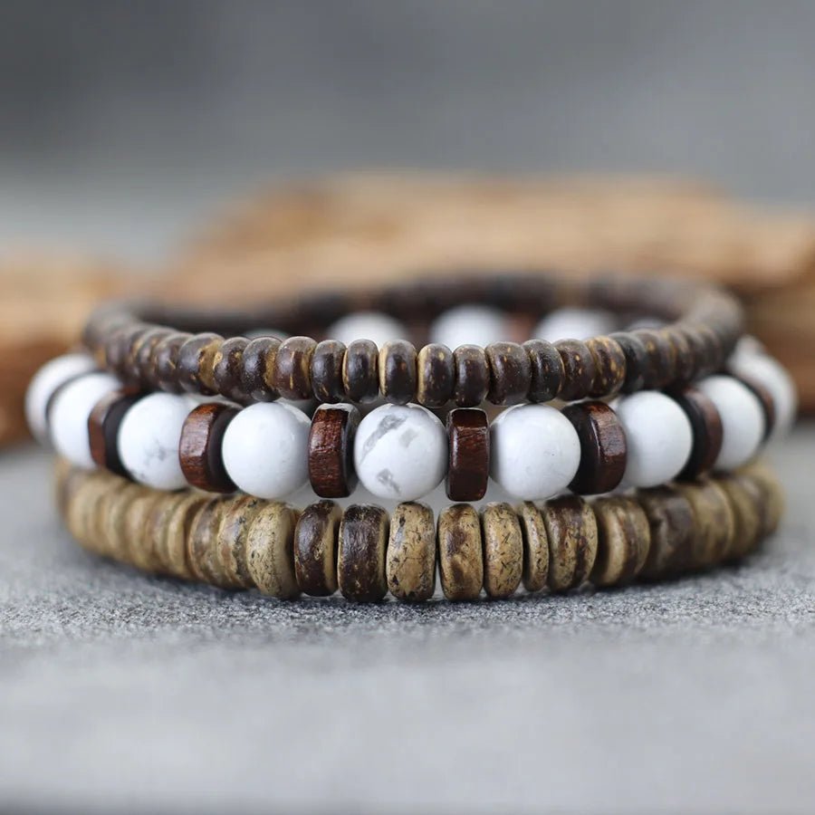 Men's Natural Stone Beaded Bracelet - WOWihte