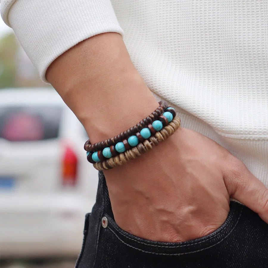 Men's Natural Stone Beaded Bracelet - WOWihte