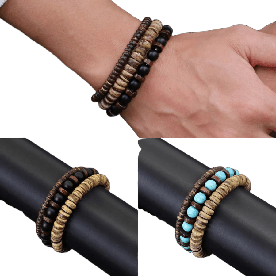 Men's Natural Stone Beaded Bracelet - WOWihte