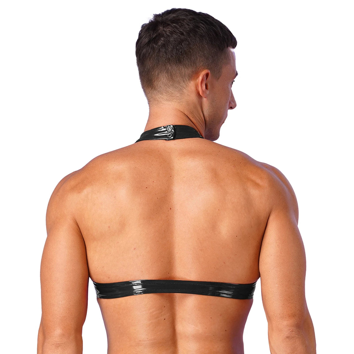 Men's Patent Leather Halter Vest - WOWihte