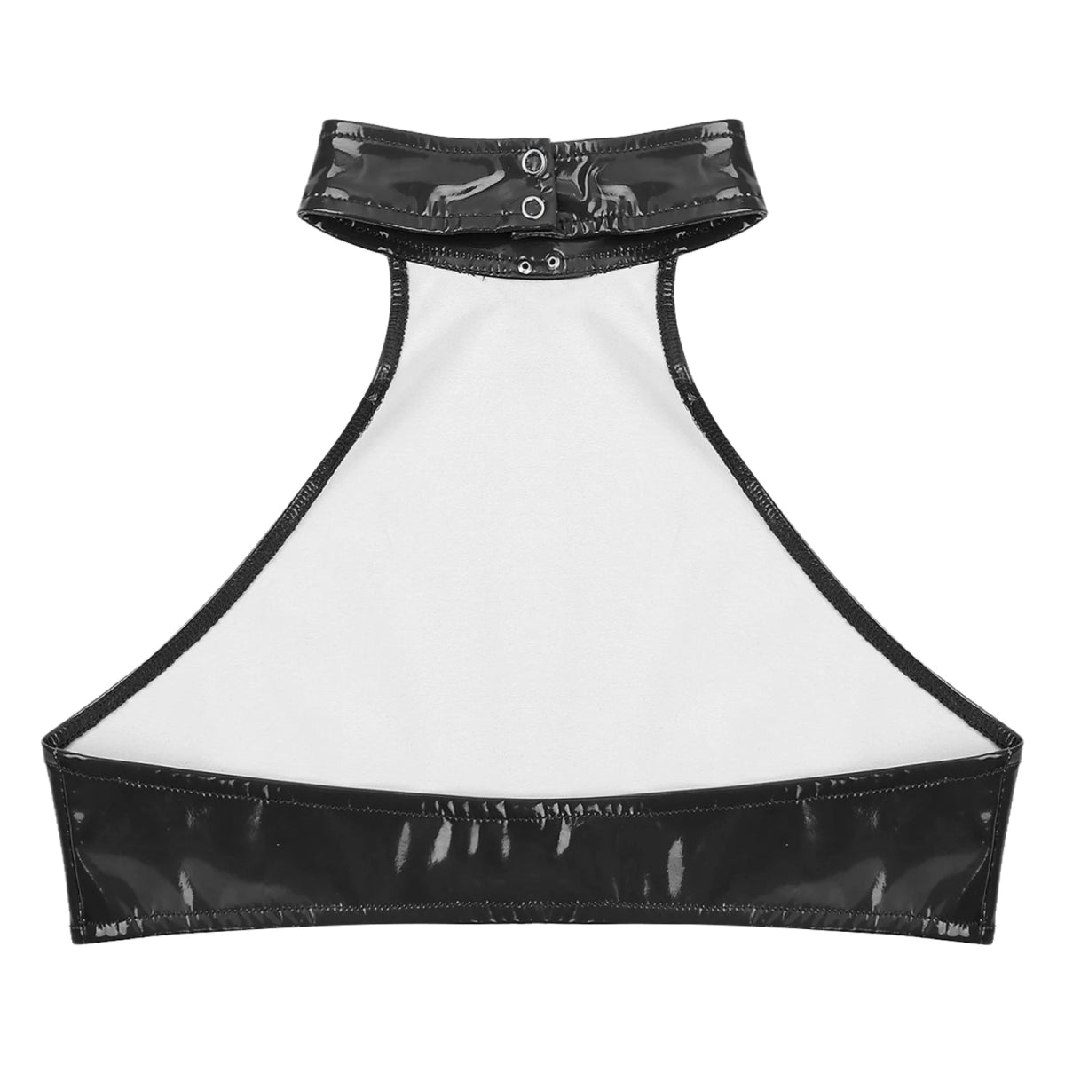 Men's Patent Leather Halter Vest - WOWihte