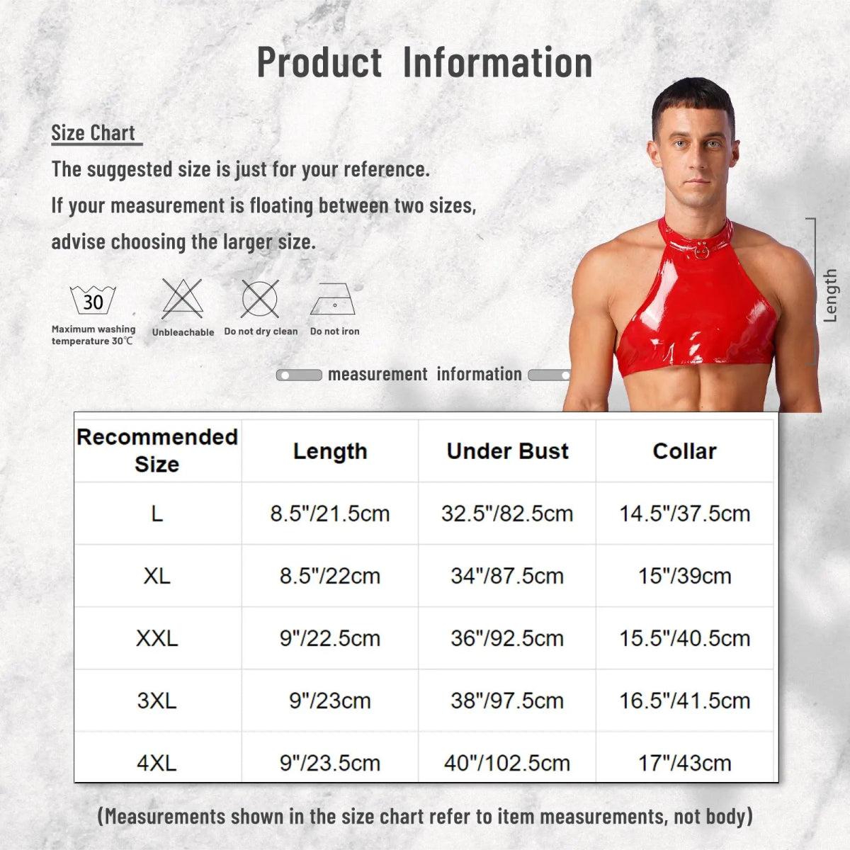 Men's Patent Leather Halter Vest - WOWihte