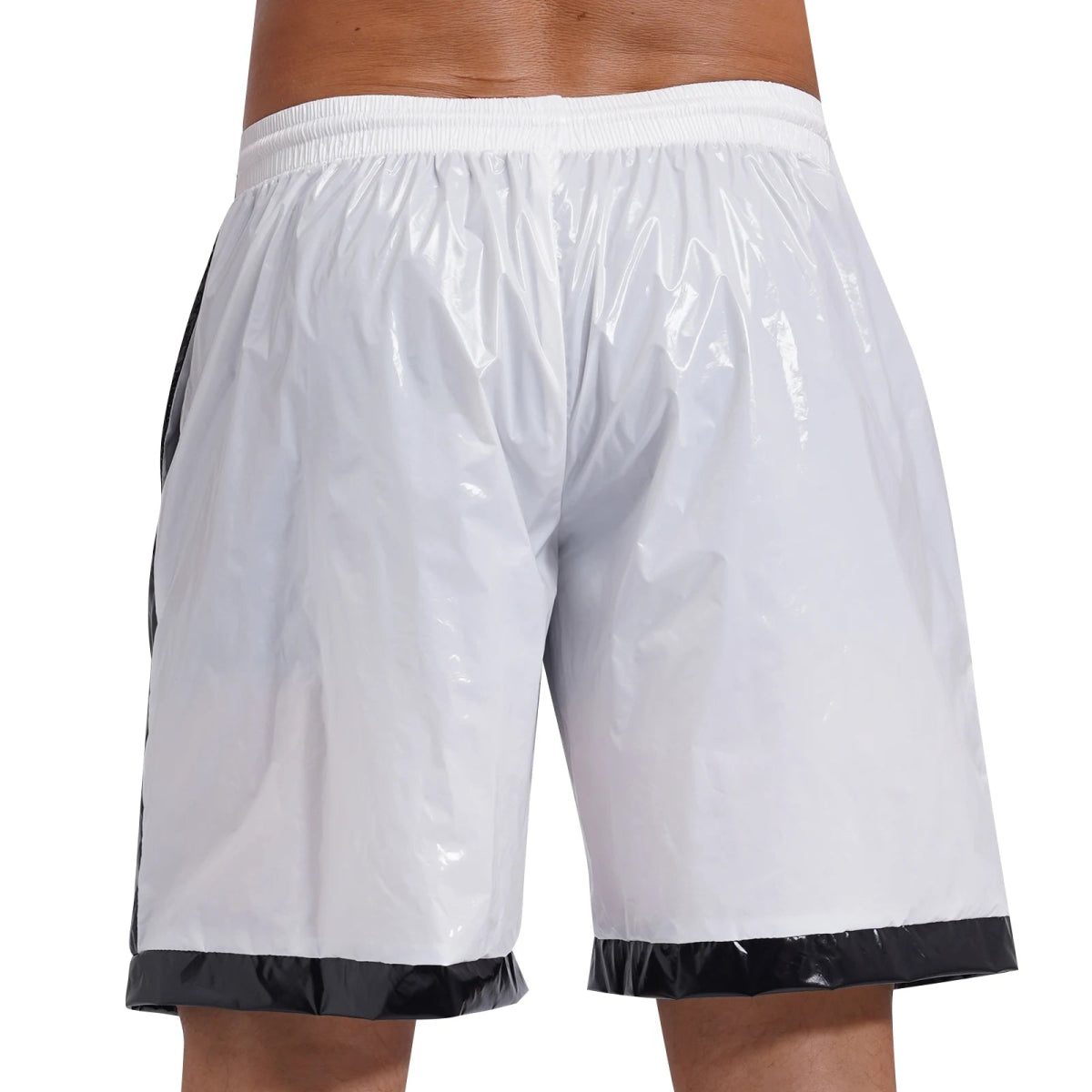 Men's Quick - Dry Glossy Striped Trunks - WOWihte
