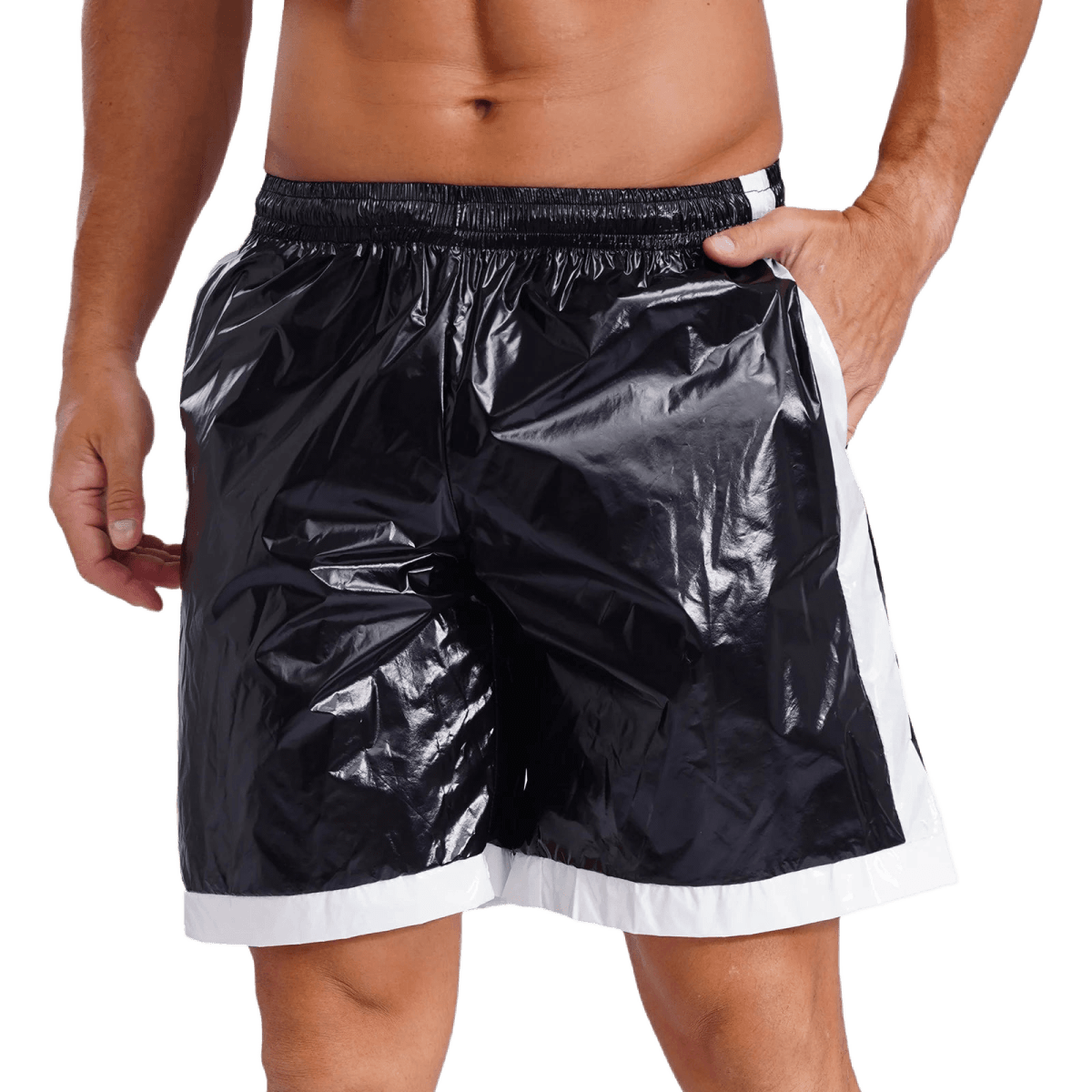 Men's Quick - Dry Glossy Striped Trunks - WOWihte