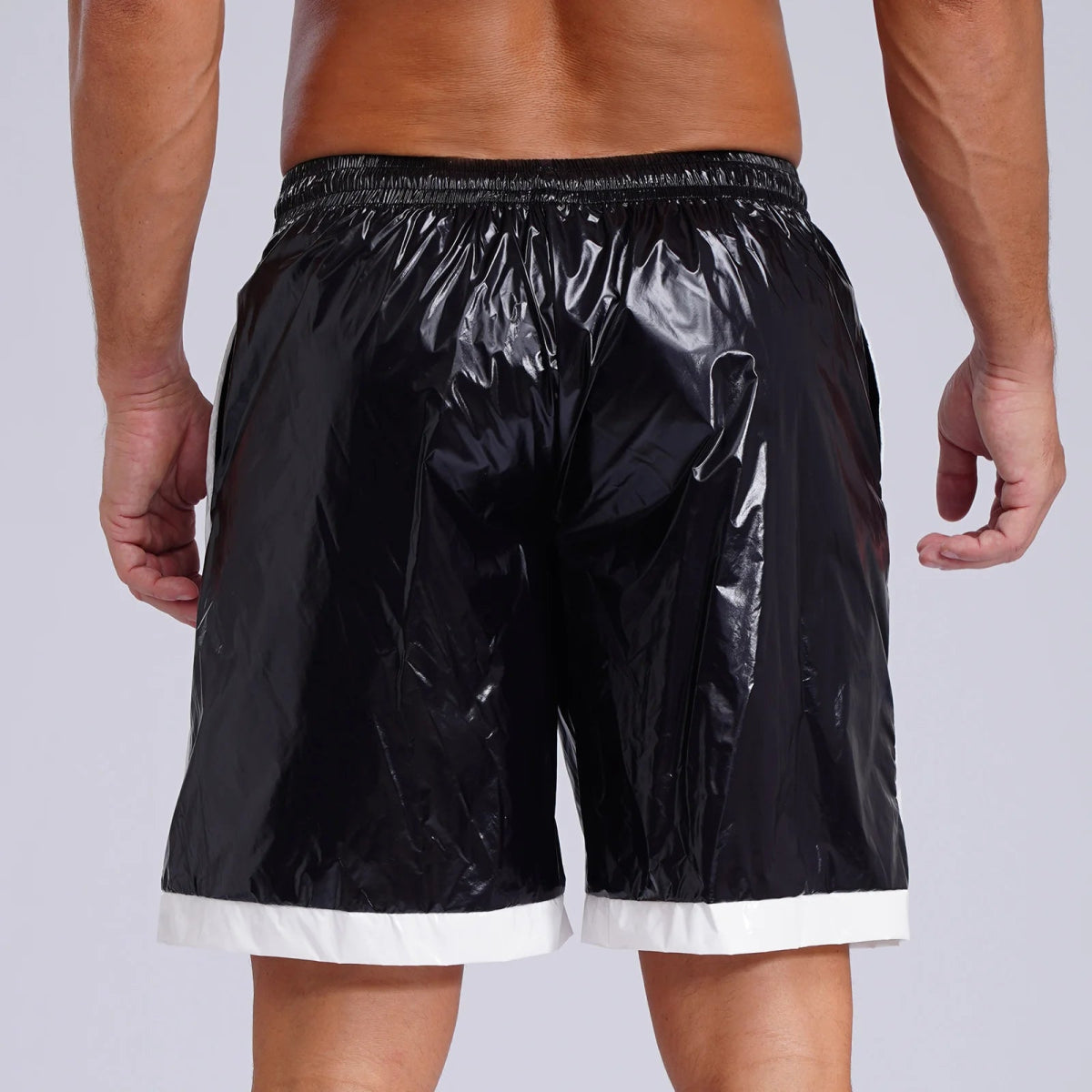 Men's Quick - Dry Glossy Striped Trunks - WOWihte