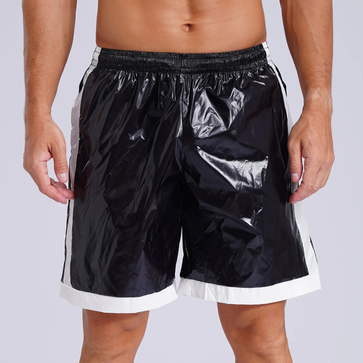 Men's Quick - Dry Glossy Striped Trunks - WOWihte
