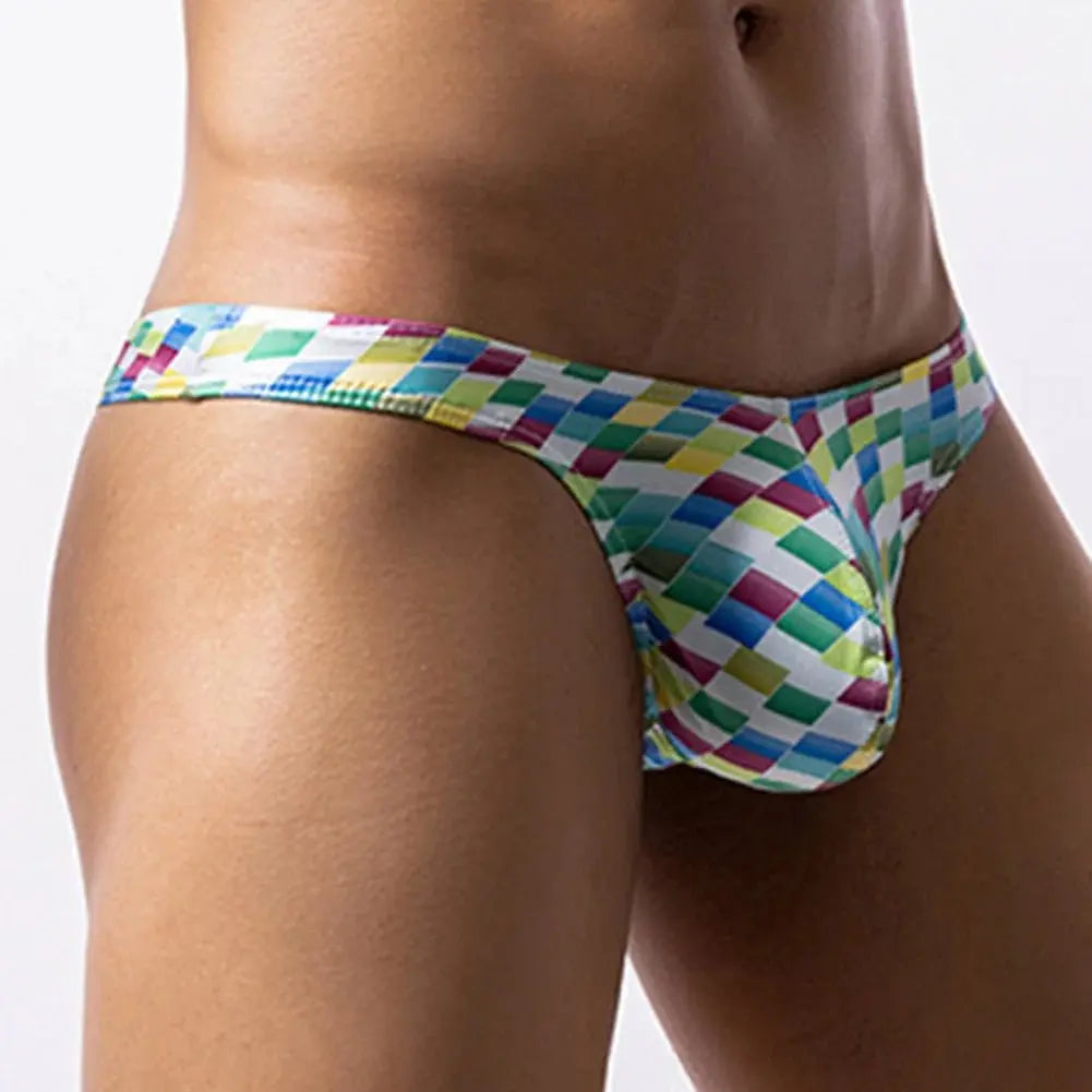 Mens Sexy G - Strings Low Rise T - back Briefs Hight Cut Bikini Thongs Summer Seamless Smooth Underwear Super Mini Swim Underpants - WOWihte
