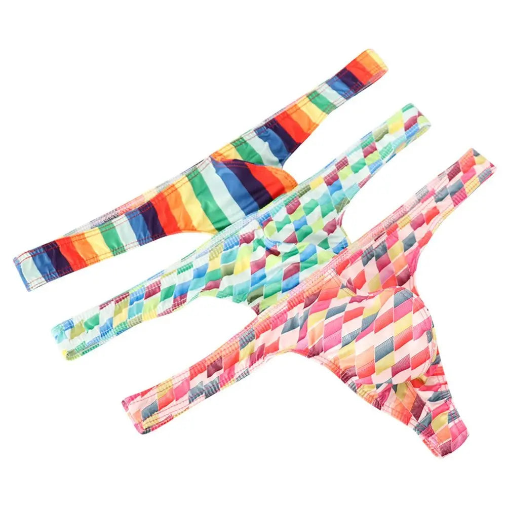 Mens Sexy G - Strings Low Rise T - back Briefs Hight Cut Bikini Thongs Summer Seamless Smooth Underwear Super Mini Swim Underpants - WOWihte