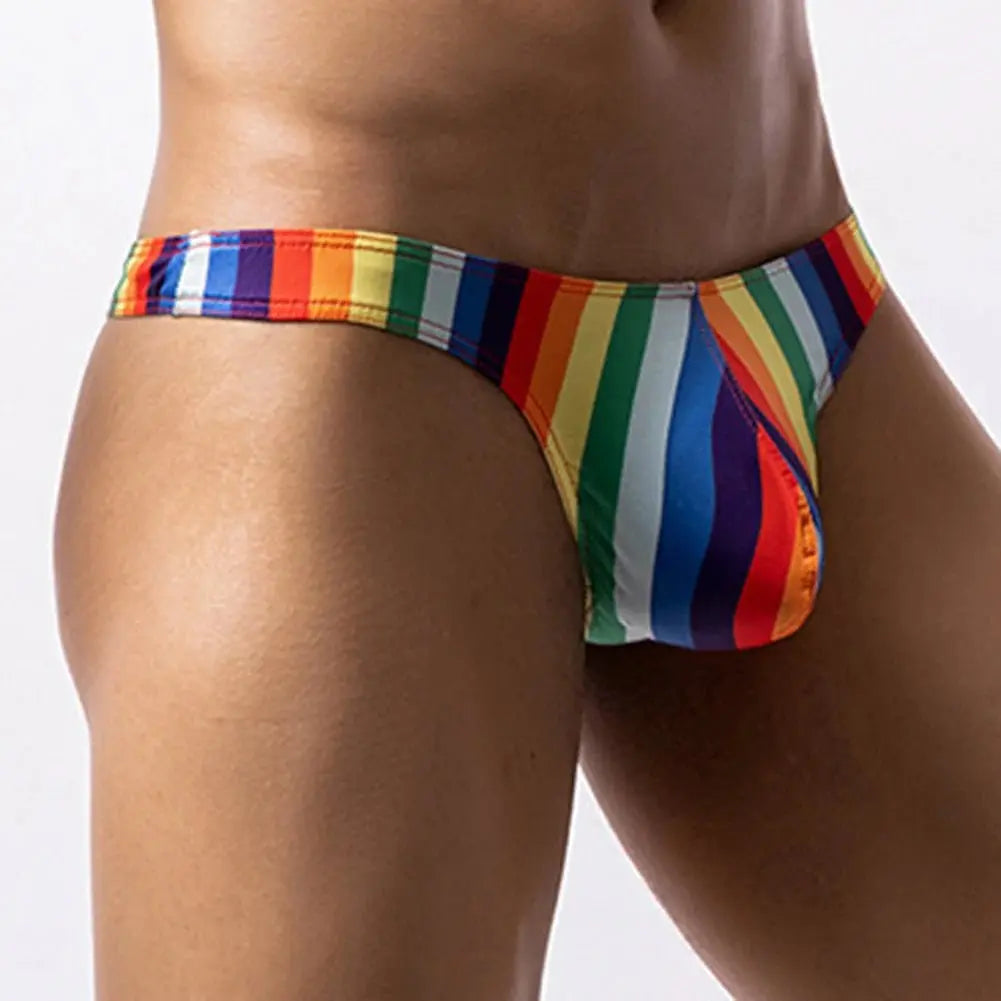 Mens Sexy G - Strings Low Rise T - back Briefs Hight Cut Bikini Thongs Summer Seamless Smooth Underwear Super Mini Swim Underpants - WOWihte