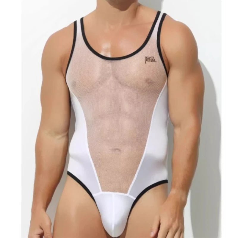 Men's Sexy Mesh Bodysuit Underwear - WOWihte
