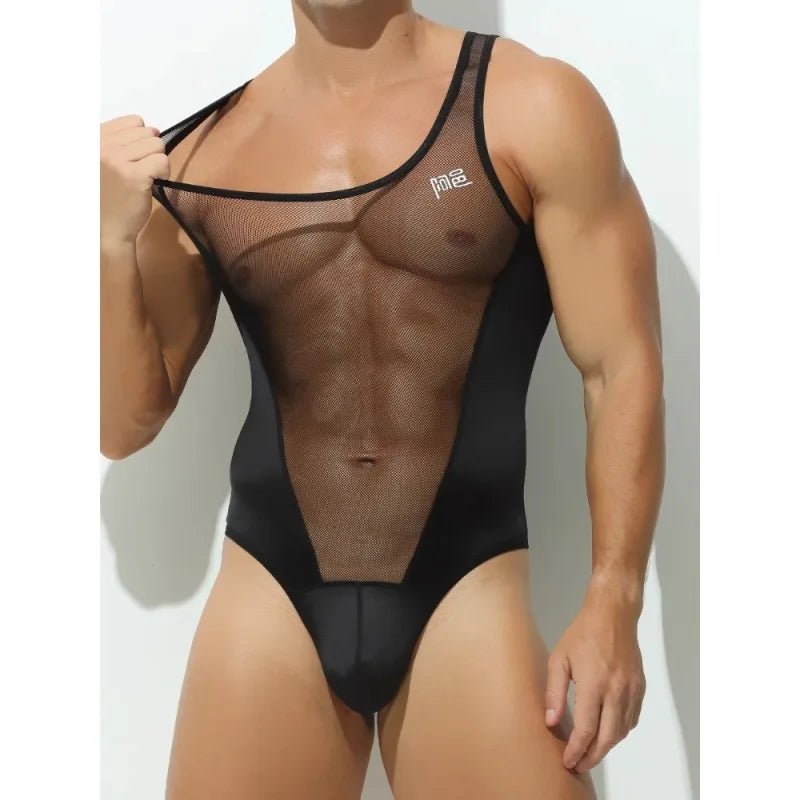 Men's Sexy Mesh Bodysuit Underwear - WOWihte