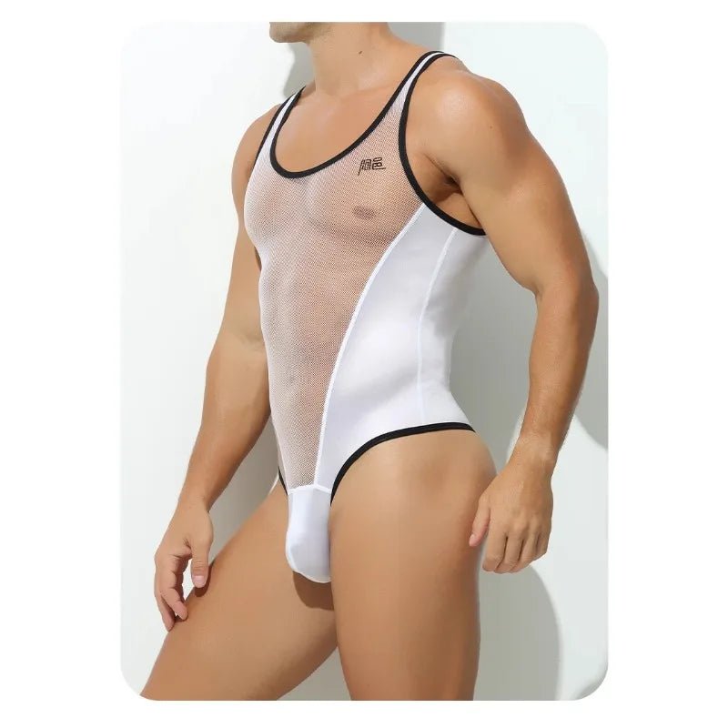 Men's Sexy Mesh Bodysuit Underwear - WOWihte