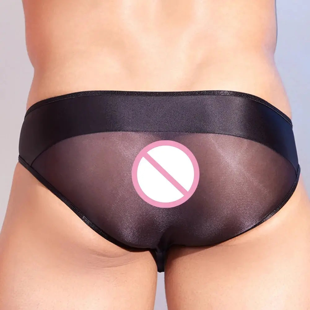 Men's Sheer Shiny Low - Rise Briefs - WOWihte