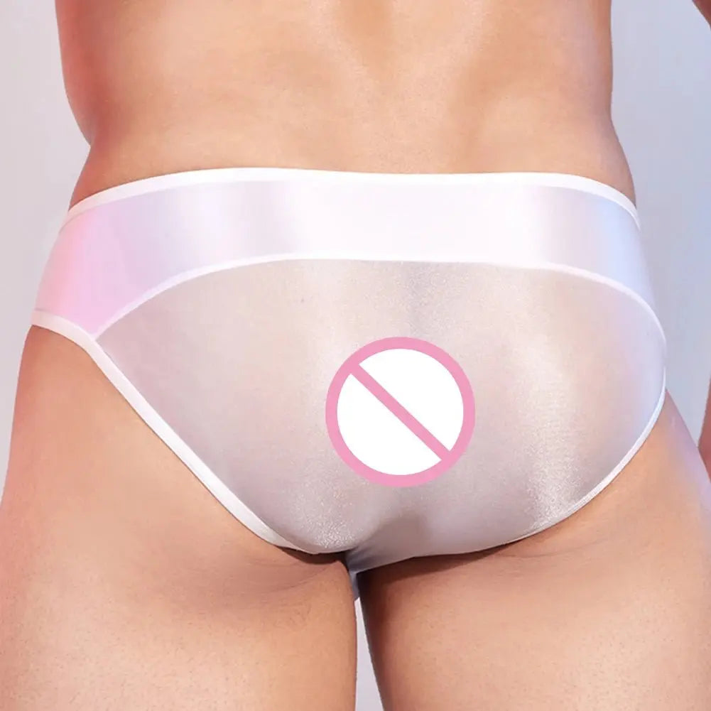 Men's Sheer Shiny Low - Rise Briefs - WOWihte