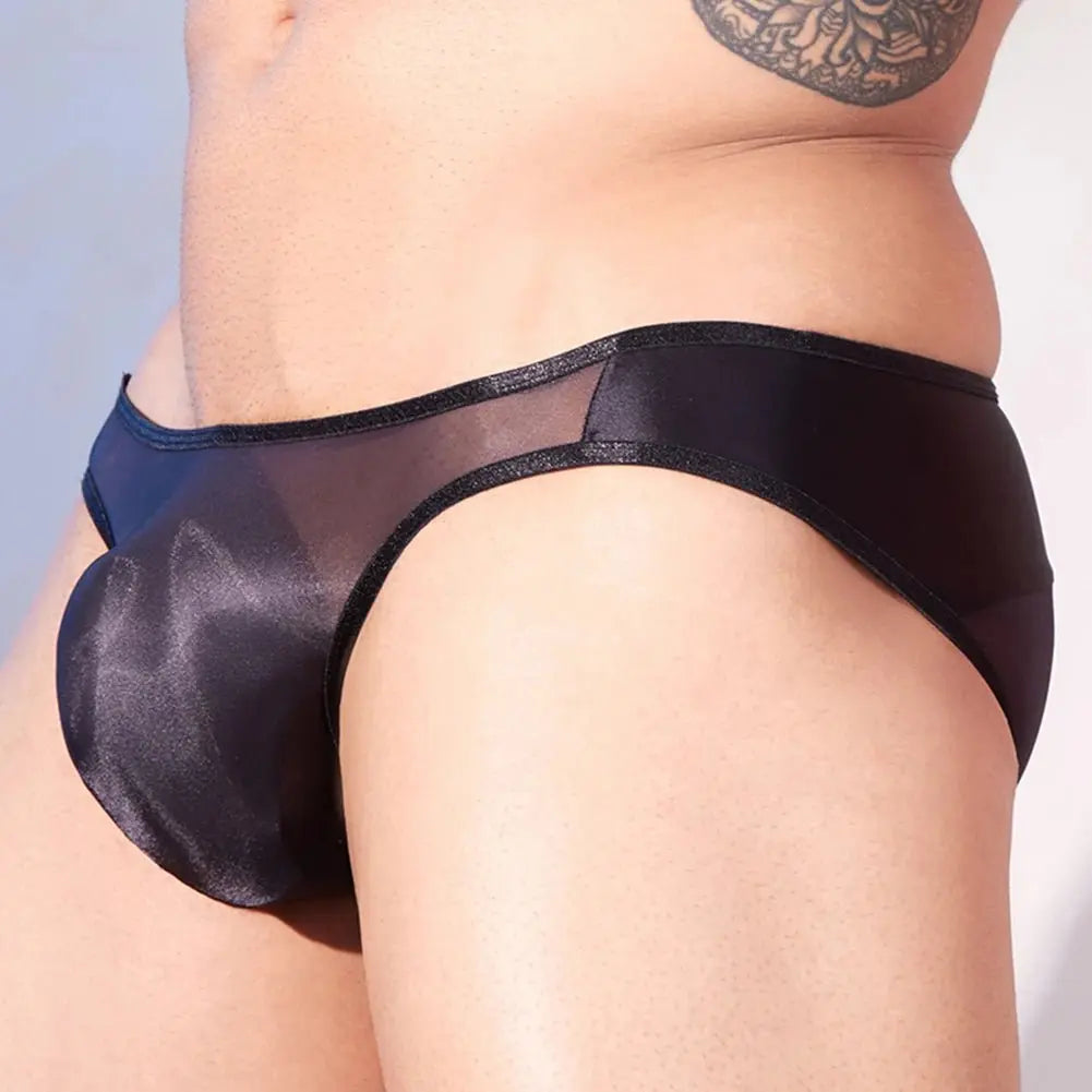 Men's Sheer Shiny Low - Rise Briefs - WOWihte