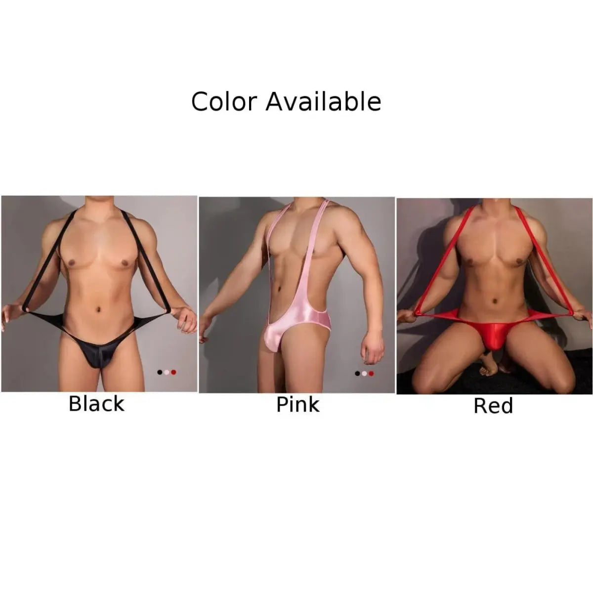 Mens Shiny Bodysuit Swimwear Jumpsuit - WOWihte