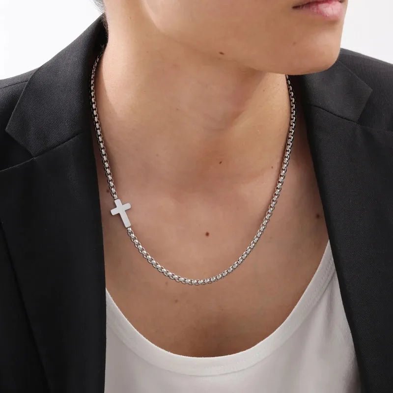 Men's Sideways Cross Necklace - WOWihte