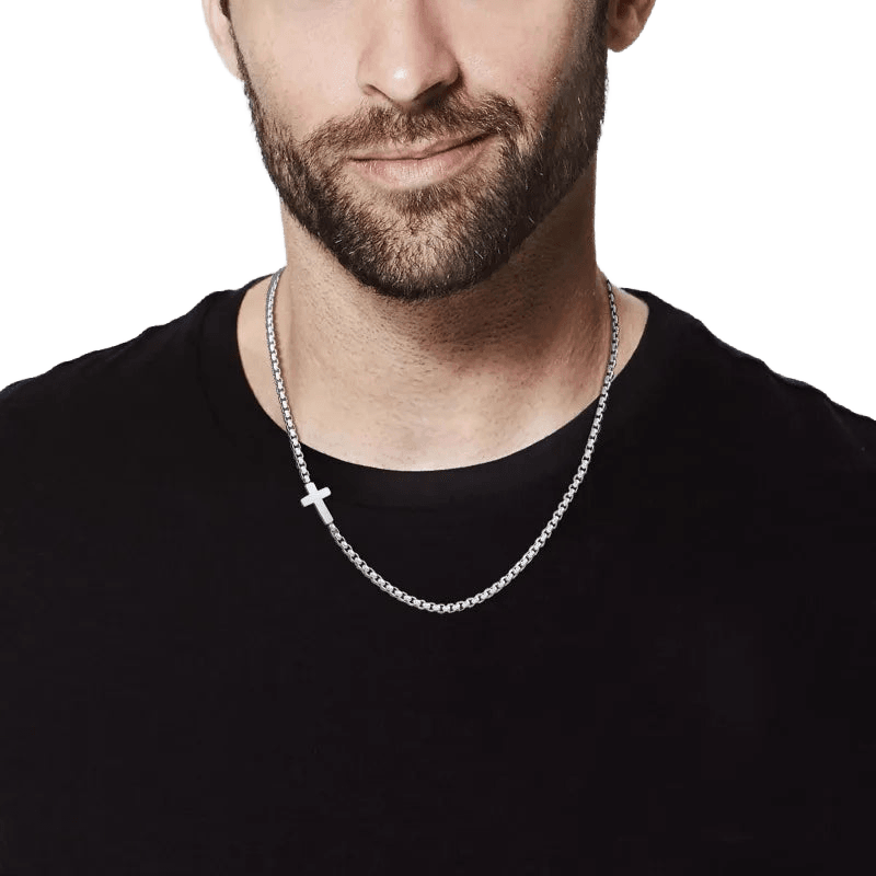 Men's Sideways Cross Necklace - WOWihte