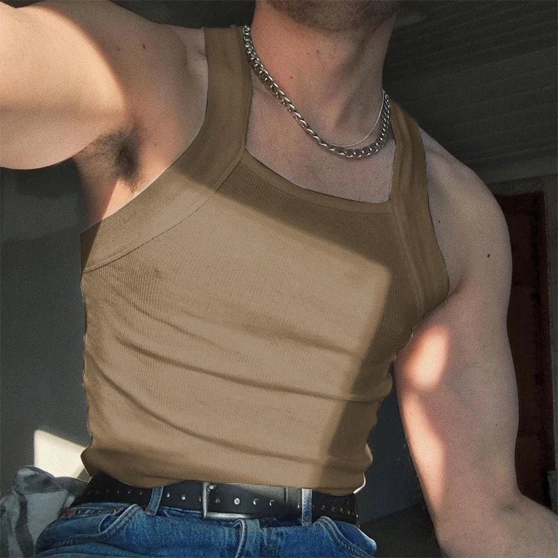 Men's Solid Color Tank Tops - WOWihte