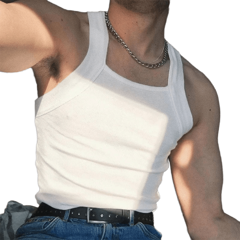 Men's Solid Color Tank Tops - WOWihte