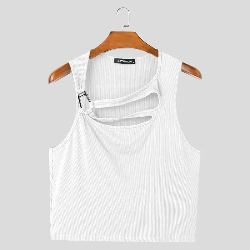 Men's Solid Color Tank Tops - WOWihte